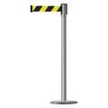 Tensabarrier Slimline Post, Black with Yellow Stripe 890U-3P-3P-3P-MAX-NO-D4X-C