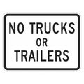 Lyle No Trucks Traffic Sign, 12 in H, 18 in W, Aluminum, Horizontal Rectangle, English, T1-5713-EG_18x12 T1-5713-EG_18x12