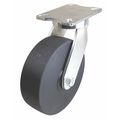 Zoro Select Plate Caster, 9500 lb. Load, Black Wheel P27S-NMB100K-20