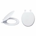 Zoro Select Toilet Seat, With Cover, Wood, Round, White 65905