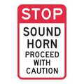 Lyle Stop Sound Horn Sign, 12" W, 18" H, English, Recycled Aluminum, White T1-1389-EG_12x18