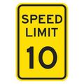 Lyle Speed Limit Warning Traffic Sign, 18 in H, 12 in W, Aluminum, Vertical Rectangle, T1-5010-EG_12x18 T1-5010-EG_12x18