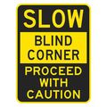 Lyle Blind Corner Traffic Sign, 18 in H, 12 in W, Aluminum, Vertical Rectangle, English, T1-1387-EG_12x18 T1-1387-EG_12x18