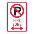 Lyle Fire Lane, Zone & Equipment No Parking Sign, 18 in Height, 12 in Width, Aluminum, English T1-2824-DG_12x18