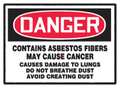Accuform Danger Label, Asbestos Fibers, 3-1/2x5 in, Dura-Vinyl LCAW101XVE