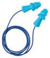 Tasco Tri-Grip Reusable Soft Plastic Ear Plugs, Flanged Shape, 27 dB, Blue, 100 PK 100-09022