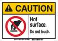Brady Caution Sign, 10 in H, 14 in W, Plastic, Rectangle, English, 145747 145747