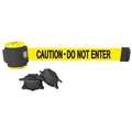 Banner Stakes Magnetic Retractable Belt Barrier, Wall Mount, Yellow, Belt Message: Caution - Do Not Enter MH5002