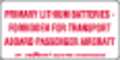 Labelmaster Primary Lithium Battery Label 4"x2", White/Red L375