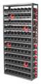 Akro-Mils Steel Bin Shelving, 36 in W x 79 in H x 12 in D, 13 Shelves, Gray/Black/Red AS127936442BK