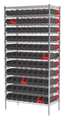 Akro-Mils Steel Wire Bin Shelving, 36 in W x 74 in H x 18 in D, 12 Shelves, Silver/Black/Red AWS183636448BK