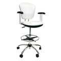 Shopsol Vinyl Lab Chair, 17" to 25", T-Pad Arms, White 1010296