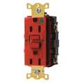 Hubbell GFCI Receptacle, 15A, 125VAC, 5-15R, Red GFR82R