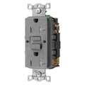 Hubbell GFCI Receptacle, 20A, 125VAC, 5-20R, Gray GFRTW20GRY