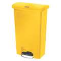 Rubbermaid Commercial 13 gal Rectangular Trash Can, Yellow, 11 1/2 in Dia, Step-On, Plastic 1883575