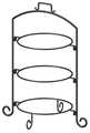 Iti Round Plate Stand, Black, Iron, 3 Tier, 12In WR-123
