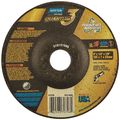 Norton Abrasives Depressed Center Wheels, Type 27, 5 in Dia, 0.25 in Thick, 7/8 in Arbor Hole Size, Ceramic 66253370796