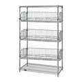 Zoro Select Wire Shelving Unit, 24"D x 48"W x 63"H, 2 Shelves, Chrome 45VY05