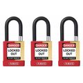 Abus Keyed Padlock, Open, Rectangular Steel Body, Hardened Steel Shackle, 3/4 in W, 3 PK 20076