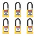 Abus Keyed Padlock, Open, Rectangular Steel Body, Hardened Steel Shackle, 3/4 in W, 6 PK 20084