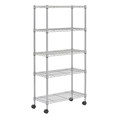 Zoro Select Wire Shelving Unit, 14"D x 30"W x 60"H, 5 Shelves, Chrome MWS301460