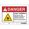 Condor Laser Warning Sign, 7 in H, 10 in W, Aluminum, Vertical Rectangle, 451R86 451R86