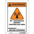 Condor Safety Sign Radiofrequency/Microwave, 10 in H, 7 in W, Polyethylene, Horizontal Rectangle, 451X96 451X96