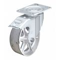 Zoro Select Plate Caster, 1250 lb. Load, Silver Wheel LH-C080R-16-FI