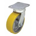 Zoro Select Plate Caster, 1760 lb. Load, Yellow Wheel P24S-UA060KP-14