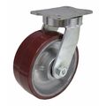 Zoro Select Plate Caster, 2550 lb. Load, Red Wheel P27S-URA080K-16