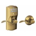 Schlage Residential Electronic Lock, Lever, Antique Brass FE575 CAM609ACC