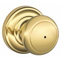 Schlage Residential Knob Lockset, Bright Brass, Privacy, Gr 2 F40 AND 605 AND