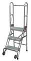 Cotterman 60 in H Aluminum Folding Rolling Ladder, 3 Steps, 350 lb Load Capacity SASA3A3E10C50P6