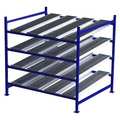 Unex Flow Cell Starter Gravity Flow Rack, 60 in D, 72 in W, 4 Shelves, Blue FC99SR72604-S