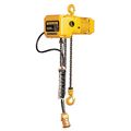 Harrington Electric Chain Hoist, 600 lb, 10 ft, Hook Mounted - No Trolley, 230, Yellow SNER000600S-10/230v
