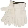 Mcr Safety Leather Drivers Gloves, Cowhide, Premium Grade, Shirred Slip-On Cuff, Full Finger, Beige, L, 1 Pair 3211L