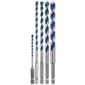 Bosch 4-Cutter Hammer Drill Bit Set 1/8", 3/16", 1/4", 5/16", 3/8" Hex, 5PK HCBG500T