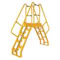 Vestil 14 Step Yellow Cross-Over Ladder 74" x 91" 350 lb Capacity COLA-4-68-32