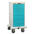 Lakeside Medical Mini Tower, 6 Drawers w/Push Button Lock, Teal Cabinet ST-630-P-2TL