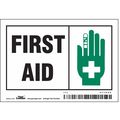 Condor First Aid Sign, 5"Wx3-1/2"H, 0.004" Thick, 471U26 471U26