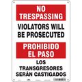 Condor Safety Sign, 14 in Height, 10 in Width, Polyethylene, Vertical Rectangle, English, Spanish, 473M74 473M74