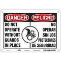 Condor Safety Sign, 7 in Height, 10 in Width, Aluminum, Vertical Rectangle, English, Spanish, 475F94 475F94