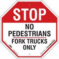 Condor Stop No Pedestrians Sign, 18" W, 18" H, English, Plastic, Red, White 476N14