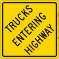 Condor Trucks Entering Highway Traffic Sign, 24 in Height, 24 in Width, Vinyl, Diamond, English 477G78