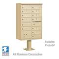 Salsbury Industries Cluster Box Unit, Sandstone, Powder Coated, 14 Doors, Pedestal, 4 Type 3313SAN-U