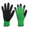 Condor Natural Rubber Latex Coated Gloves, Palm Coverage, Black/Green, L, PR 48UP53