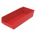 Zoro Select 20 lb Shelf Storage Bin, Plastic, 8 3/8 in W, 4 in H, 17 7/8 in L, Red 30158REDBLANK