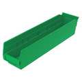 Zoro Select 15 lb Shelf Storage Bin, Plastic, 4 1/8 in W, 4 in H, 17 7/8 in L, Green 30128GREENBLANK