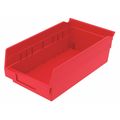 Zoro Select 15 lb Shelf Storage Bin, Plastic, 6 5/8 in W, 4 in H, 11 5/8 in L, Red 30130REDBLANK