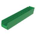 Zoro Select 20 lb Shelf Storage Bin, Plastic, 4 1/8 in W, 4 in H, 23 5/8 in L, Green 30124GREENBLANK